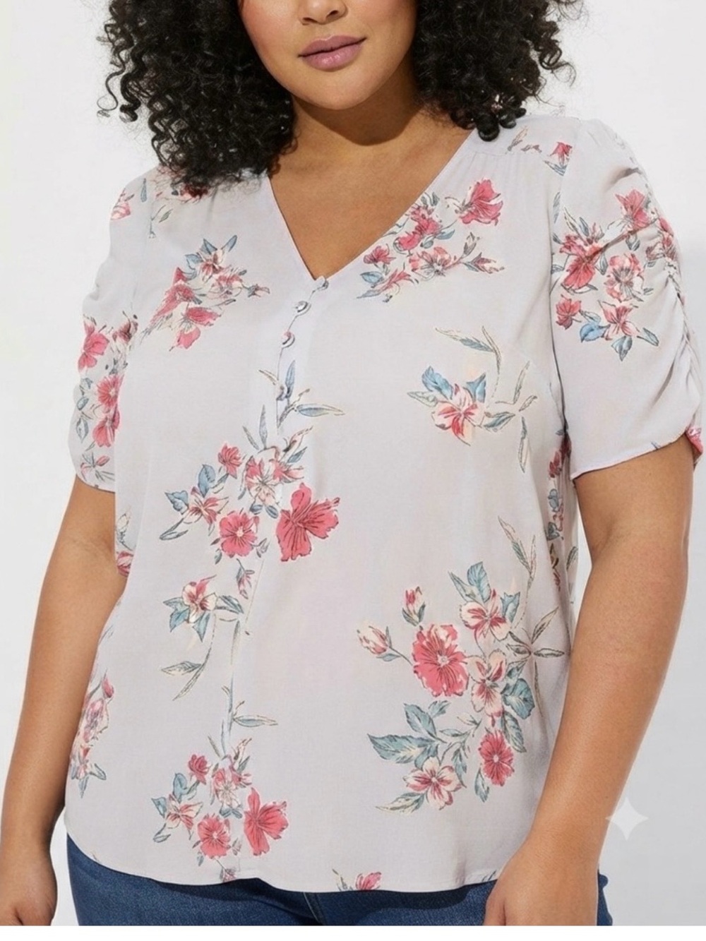 Torrid Floral V-Neck 3/4 Sleeve Harper Blouse Sz 2x